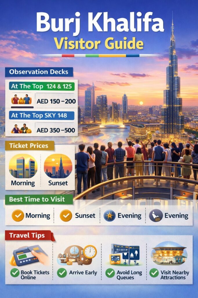 burj khalifa observation deck dubai skyline view